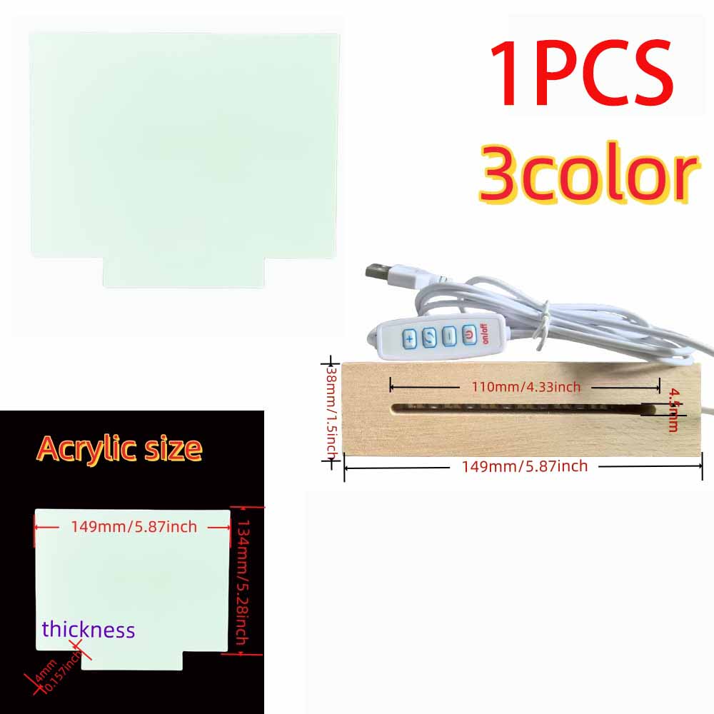 

Wooden LED Lamps Base with DIY Acrylic USB Night Light 3/7colors Home Decor Kids Christmas Gift Parents Family Atmosphere Lamp