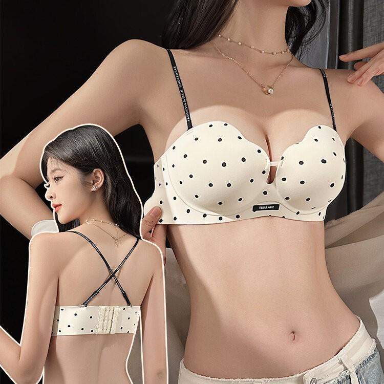Women's Push-Up Bra for Small Chests: Anti-Sagging, Seamless, Criss-Cross Back, Side Bust Support