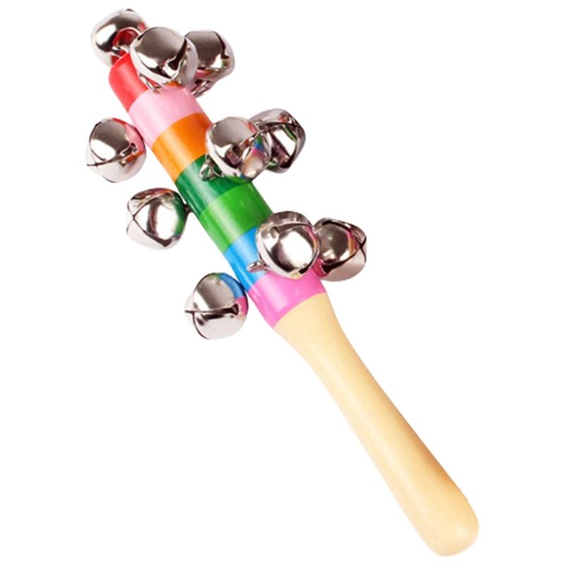 

Rainbow Color Hand Held Bell Stick Wooden Musical Rattle Toy Perfect for Toddler Shaking Music Instrument Soothing Toy 1