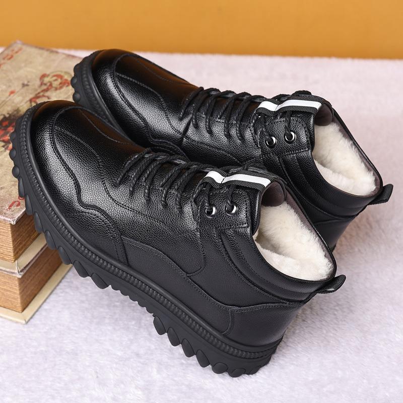 Pantofi bărbați iarnă bumbac mid-top pantofi de bumbac bărbați la modă practici casual piele catifea cizme de zăpadă pantofi de tată