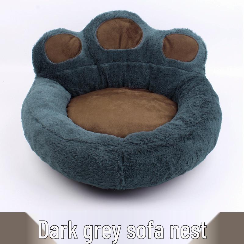 Cozy Bear Paw Pet Bed: Plush, Warm Dog and Cat Bed for Autumn/Winter