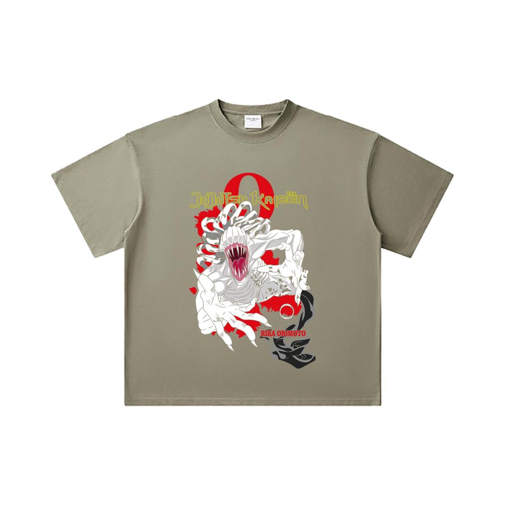 260 GSM Double Yarn 32 Count 100% Cotton Jujutsu Kaisen V64 Rika Print Unisex Heavy Cotton T Shirt