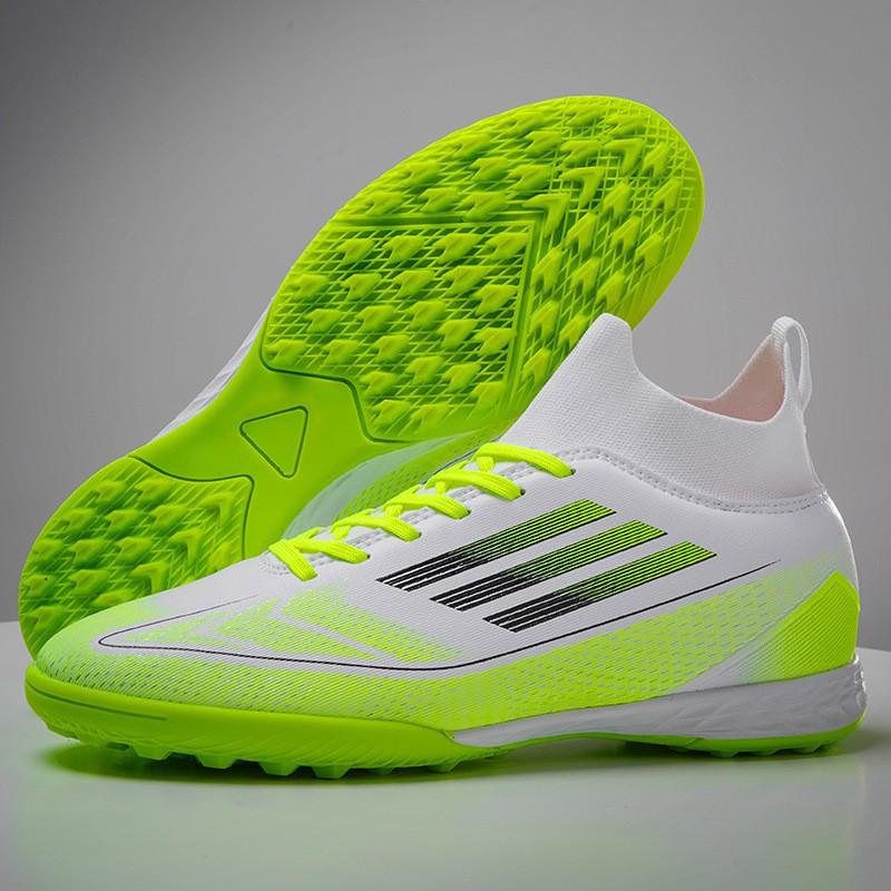 Mens High-Top Football Cleats TF Studs Turf Grass Training Match Lightweight Synthetic Upper