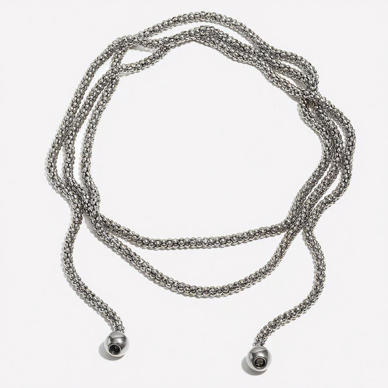 

Fashion Personality Round Bead Multi-layered Wound Thick Popcorn Chain Necklace for Men Women Hip-hop Stainless Steel Jewelry