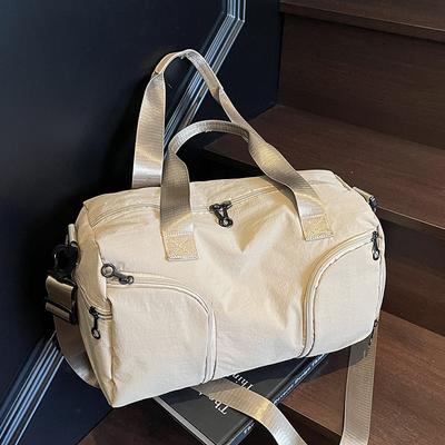 Casual Solid Color Large Capacity Including Shoe Compartment Travel Bag Fashionable Versatile Light Sports Fitness Messenger Bag
