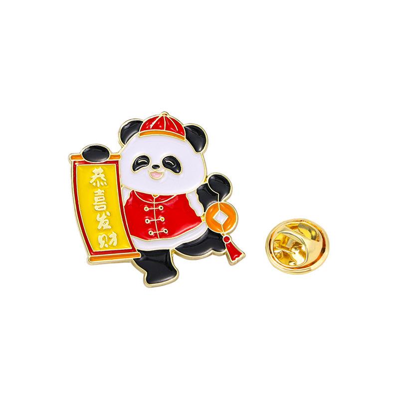 Merchandise Spring Festival New Panda Brooch God Of Wealth Styling Success Good Luck Alloy Oil Drip Badge Badge
