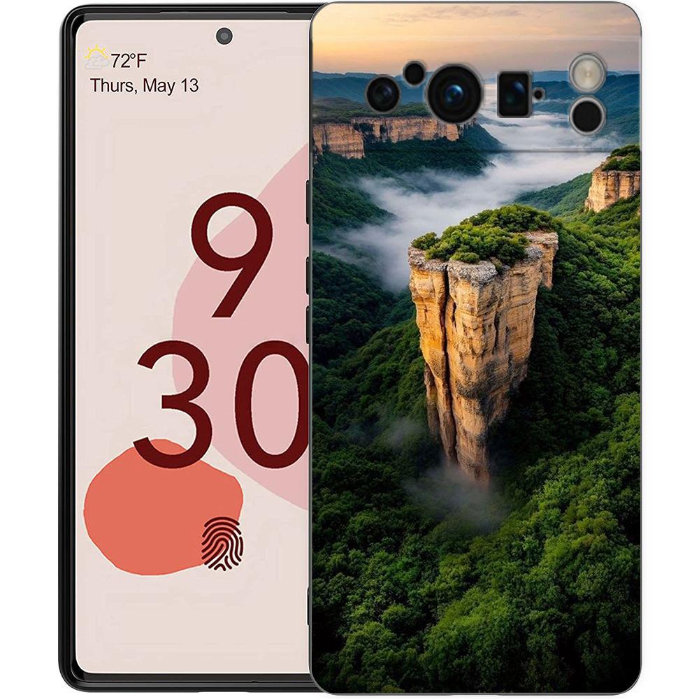 

Роскошный чехол для телефона Google Pixel 10 9 8 9A 8A 7 7A 6 Pro XL 6A 5G Черный Мягкая задняя крышка из ТПУ Пейзаж с горными вершинами Pixel 8