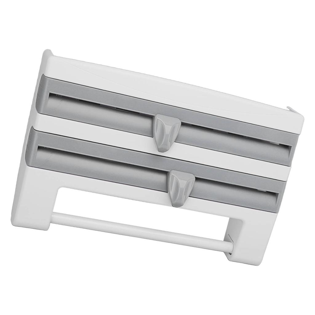 Cling Film Holder Wall Mount Multifunctional Cling Film Cutter with Screws for Kitchen Grey Blue