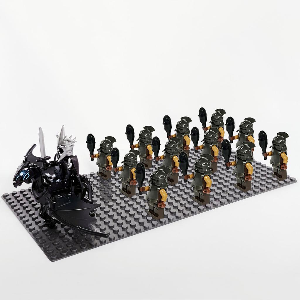 13pcs Medieval Soldiers Lord Sauron Witch-king of Angmar Shadow Orcs Strong Uruk-hai  Minifig Building Block Toys for Kids