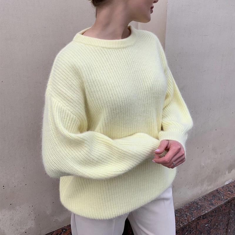 Autumn Winter Faux Mink Loose Knit Sweater - European American Style for Women