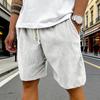 Men Shorts Elastic Waist Adjustable Leg Summer Corduroy Drawstring Wide Shorts with Pockets Loose Fit Casual