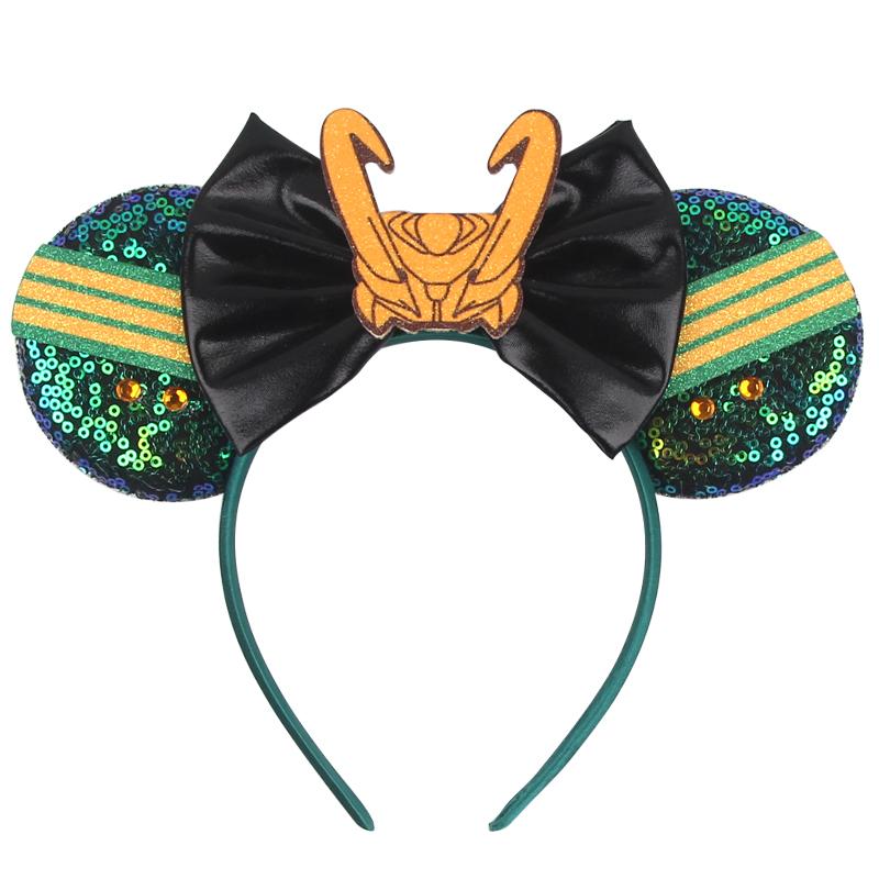 Cartoon Character Mouse Ears Headband Sequins 5" Bow Hairband For Girls Children Festival Party DIY Hair Accessories Gift