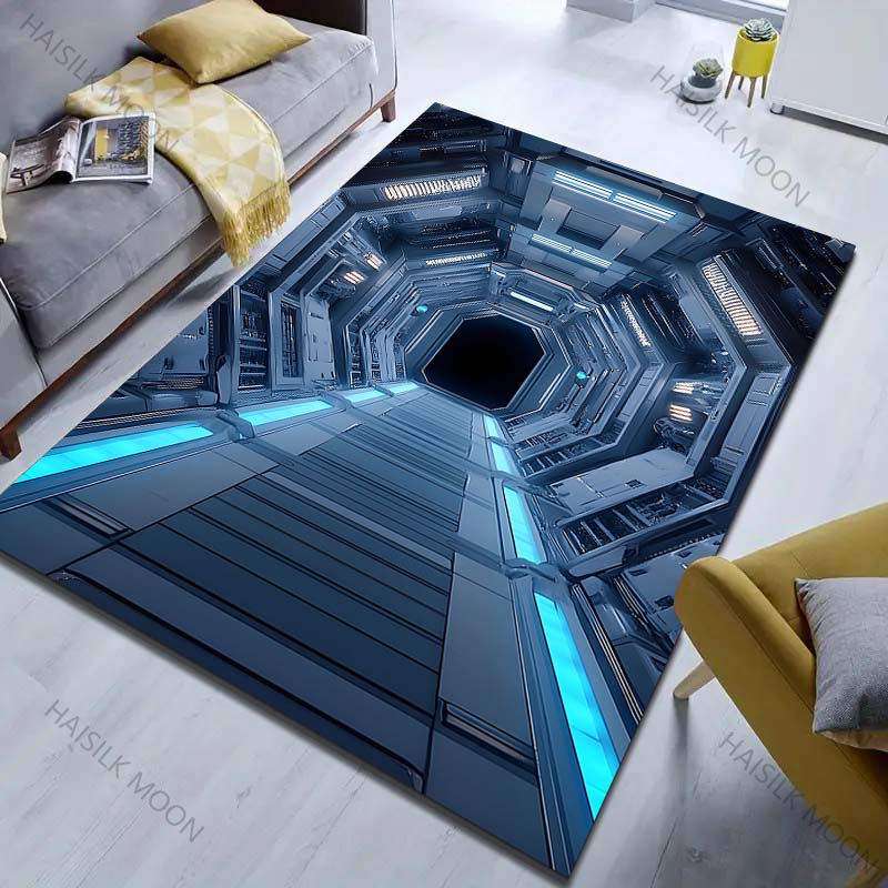 3D Kober s potiskem poklopu vesmírné lodi pro ložnici obývací pokoj noční stolek pohovku podlahová rohož moderní domácí dekorace kusový koberec velká velikost