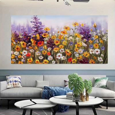 Scandinavian Classic Abstract Wall Art Hand Painted Colorful Floral Landscape Oil Painting Print Home Bedroom Living Room Decor