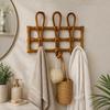 Eco Decx Handcrafted Rattan Wall Hook Organizer with 4 Hooks, Wooden Cane Key Holder for Entryway, Bedroom & Living Room Decor