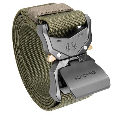JUKMO Tactical Work Belt with Buckle Size M Waist Length Length Men's Quick-Release (Green, - 75cm-110cm (Total 125cm))