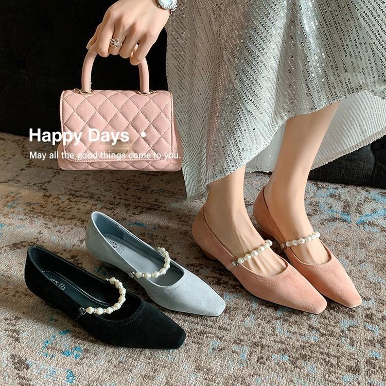 

Inside and outside full leather small fragrant wind matte light mouth pearl string light mouth single shoes women s new fashionable versati 33 чёрный