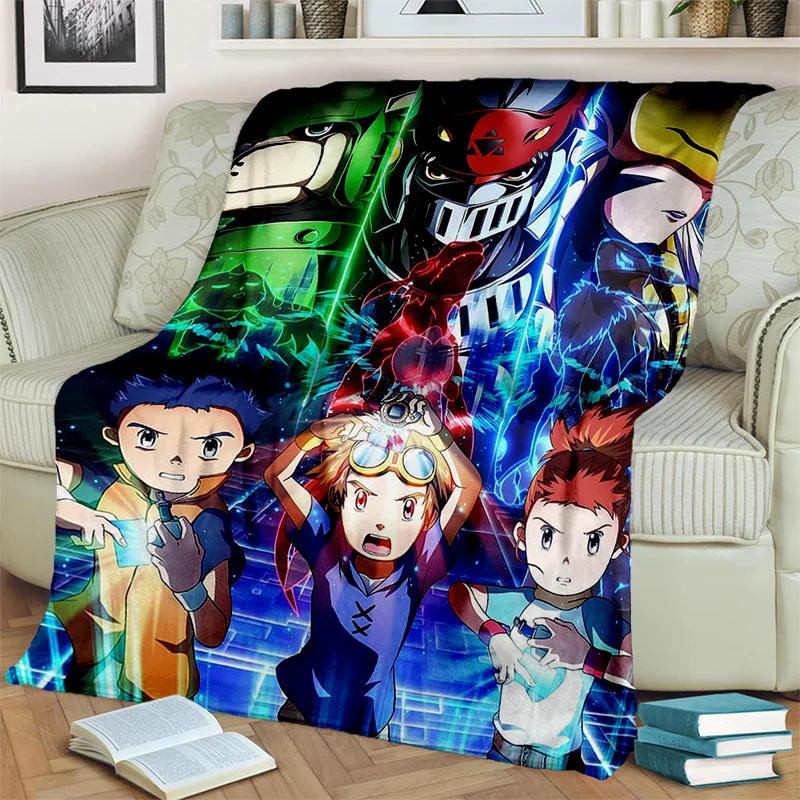 3D Digimon Adventure Monster Cartoon Blanket,Soft Throw Blanket for Home Bedroom Bed Sofa Picnic Travel Office Cover Blanket Kid
