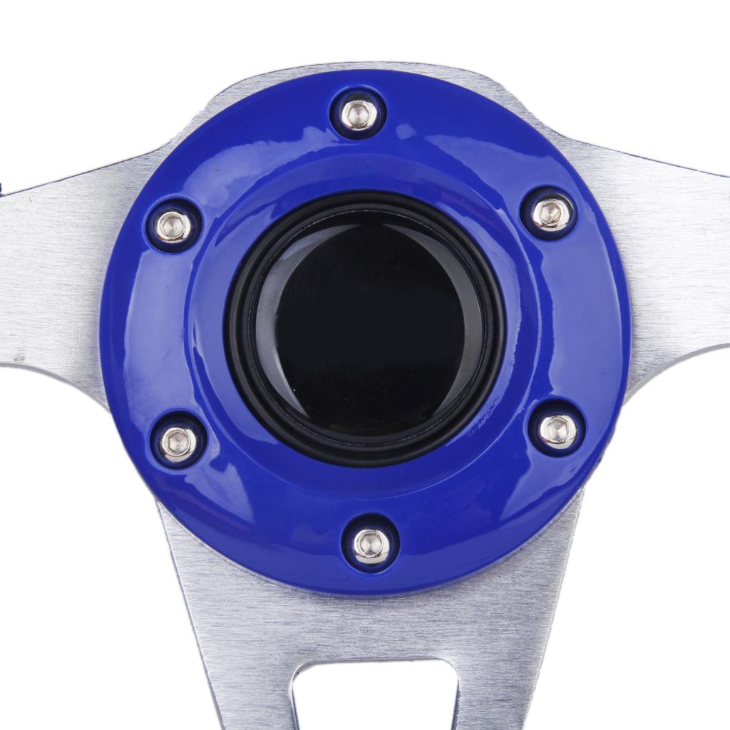 Universal PU Leather Car Racing Steering Wheel Sport F1 JDM Auto Blue+Black