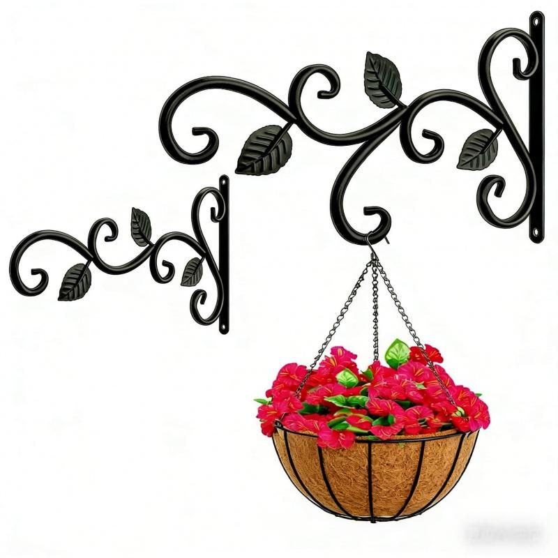 Iron Plant Hanging Rack2-4Personalized Retro Style Metal Hook Flower Pot Hanger Basket Wall Mount Indoor Outdoor