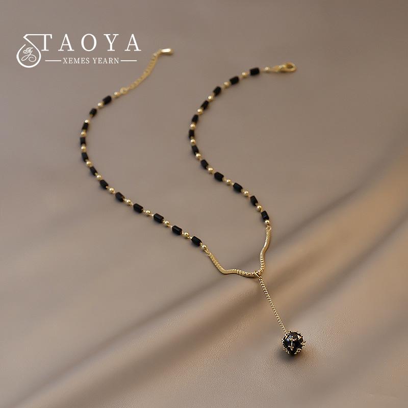 

2026 New Jewelry For Women s Mysterious Sexy Black Crystal Zircon Ball Pendant Necklace Party Luxury Necklace Girls Accessories black