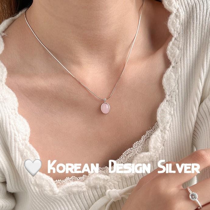 Aquamarin S925 Sterlingsilber Oval Halskette für Damen mit Schlangenkette und Edelsteinanhänger