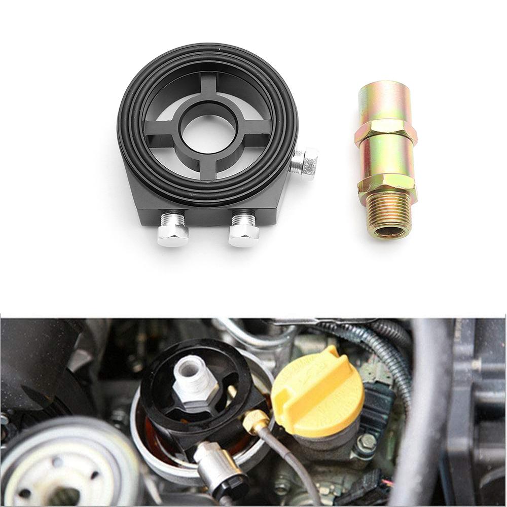 Universal Aluminum Oil Filter Sandwich Plate Thread Adapter, Oil Cooler Pressure Temp Gauge Adapter Kit