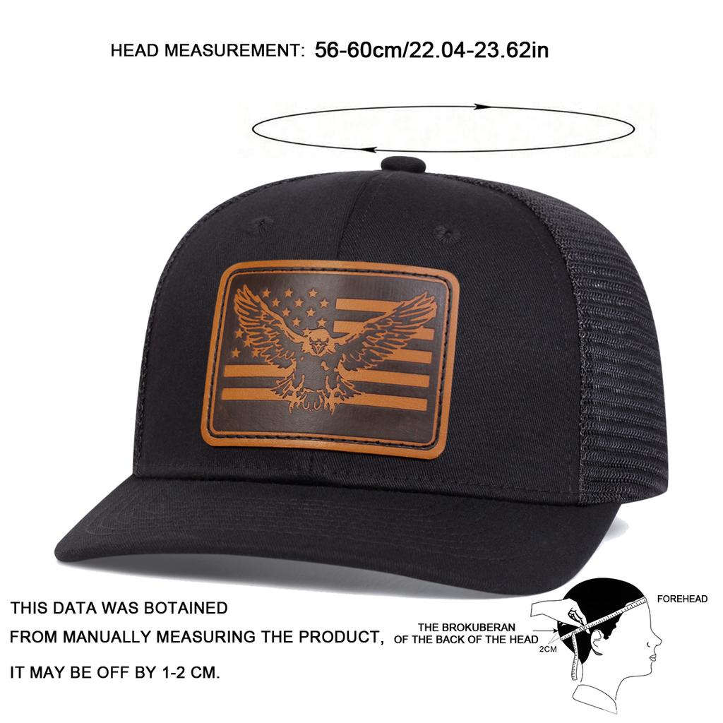 Boné de Beisebol de Malha com Patch de Couro Marrom de Águia e Bandeira Masculino Boné Micro Curvado Chapéu de Lazer Protetor Solar para Exterior Viagem Turismo Férias na Praia Primavera Outono