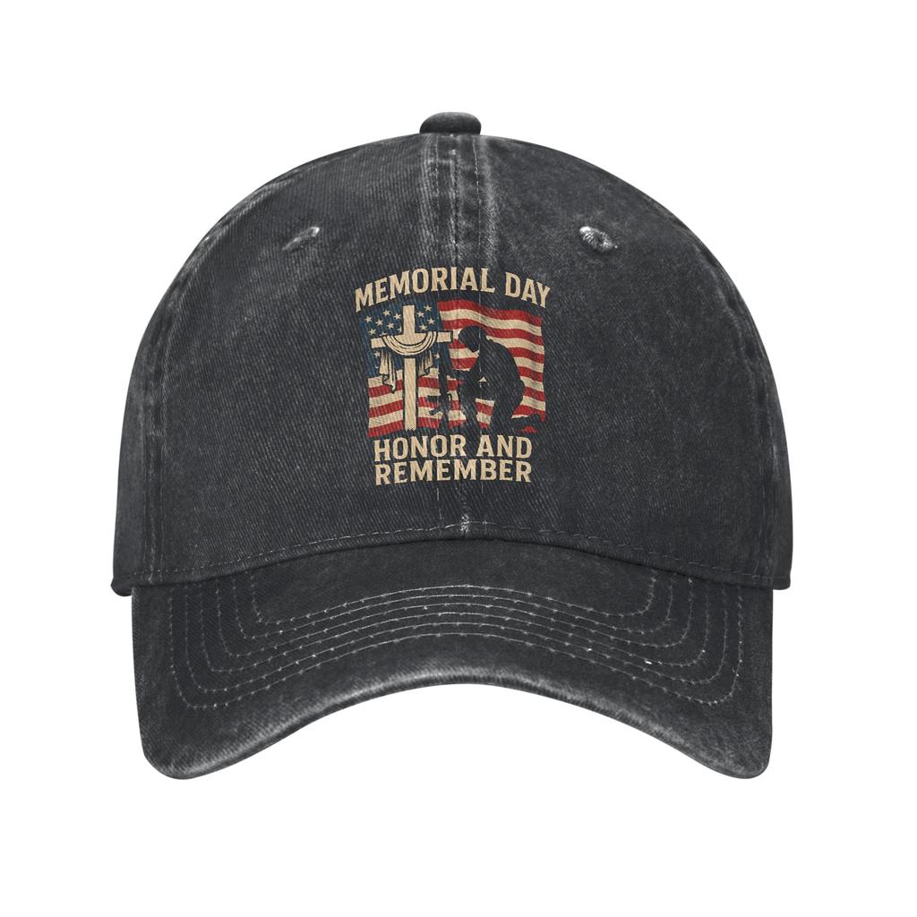 Memorial Day Patriot Unisex Women Baseball Cap Remember and Honor Distressed Denim Hats Cap Outdoor All Seasons Travel Snapback Cap