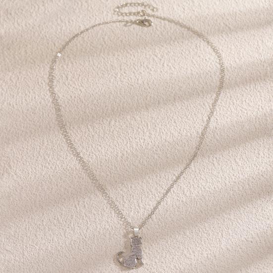 Cat Pendant Necklace Cubic Zirconia Cute Kitty Butterfly Necklace Animal Charm Jewelry Gift for Cat Lovers Women