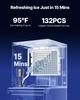 Commercial Ice Maker Machine - Head, 136 kg/Day Stainless Steel Ice Machine with Scheduled Ice-Making, Self-Cleaning, Adjustable Thickness, Ideal for