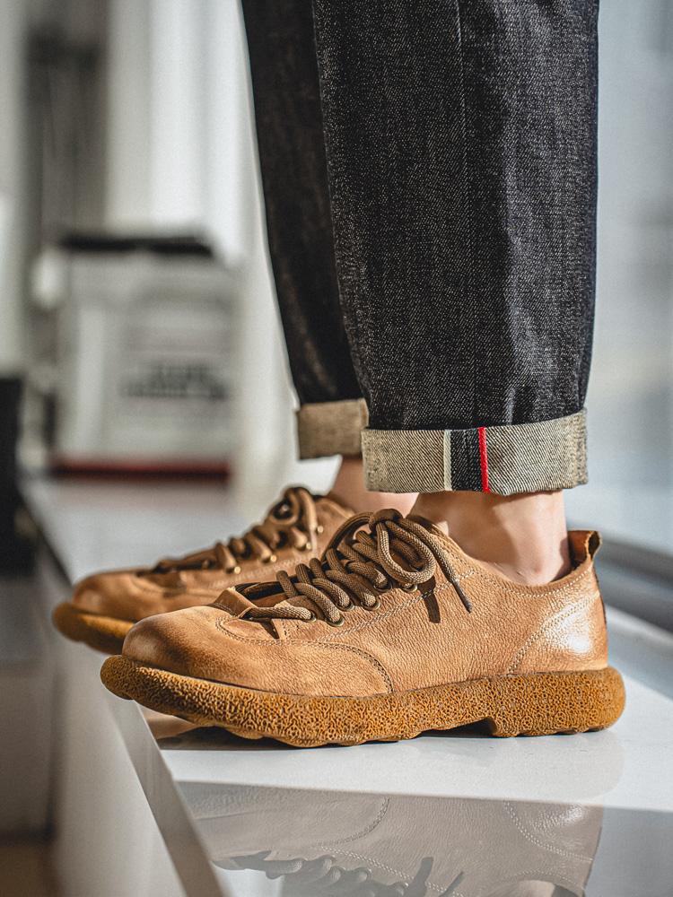 Lente Herfst Nieuw Hoge Kwaliteit Klassiek Echt Suède Leer Bruine Platte Schoenen Voor Mannen's Hombre Dagelijks Lopen Casual Kleding