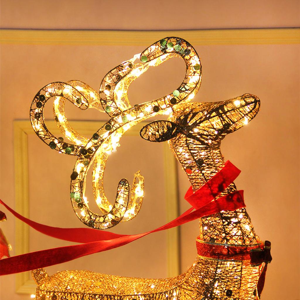 Christmas Gold Reindeer Sleigh  Led Light Iron Sleigh Cart Home Garden Yard Ornament Outdoor Navidad Decor Arbol De Navidad
