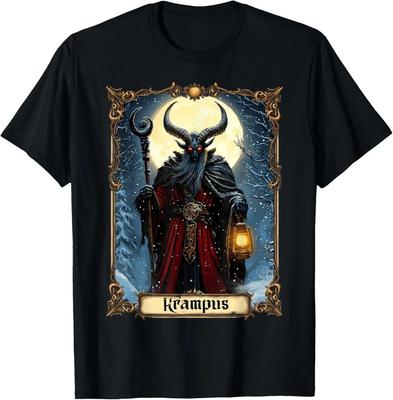 Frohe Krampus Tarotkarte Weihnachten Horror Hässlicher Pullover Weihnachten T-Shirt Tops Herren Damen