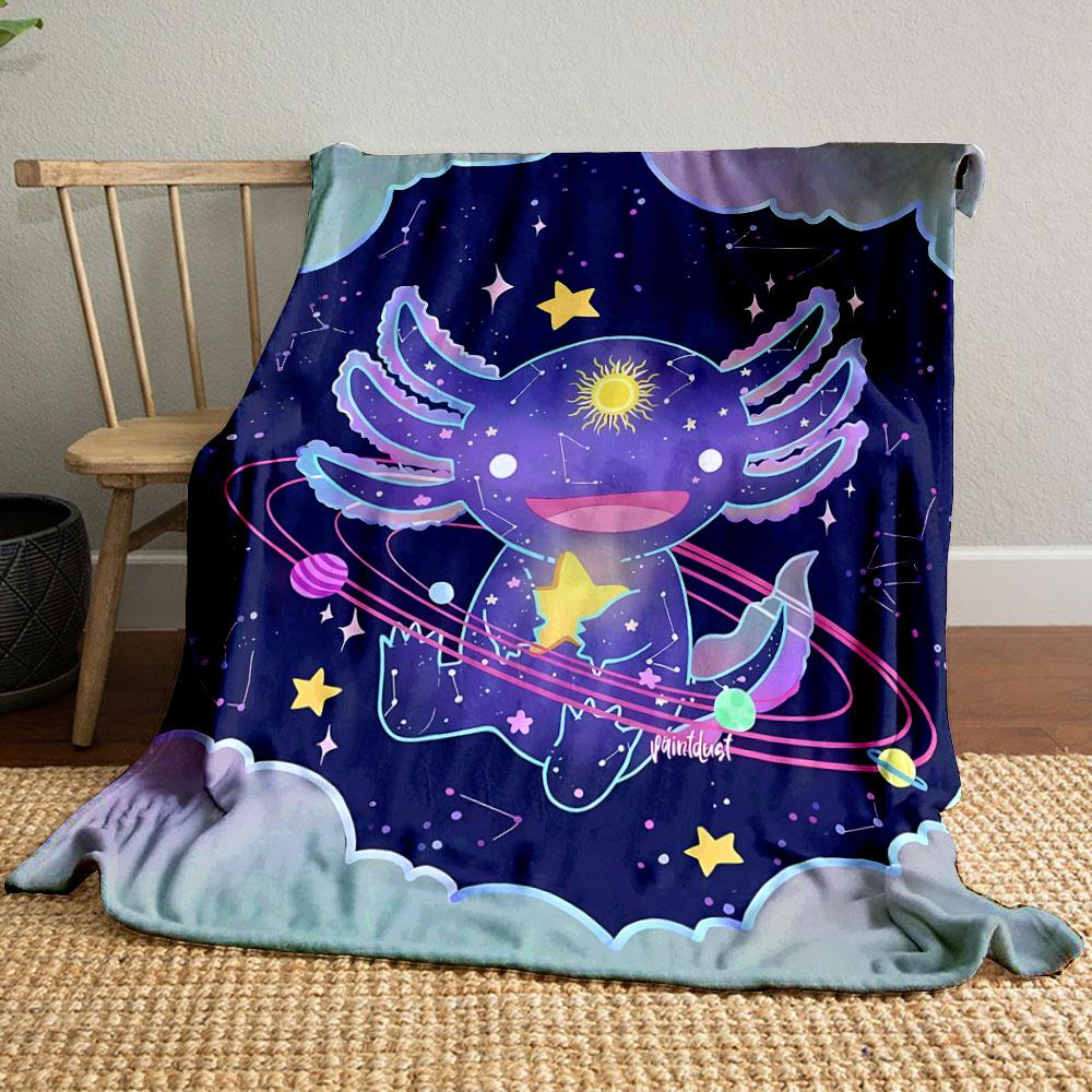 Celestial Axolotl Galaxy Blanket Bedroom Blanket for Livingroom Couch Lunch Break Soft Throw for Friend's Festival Gift