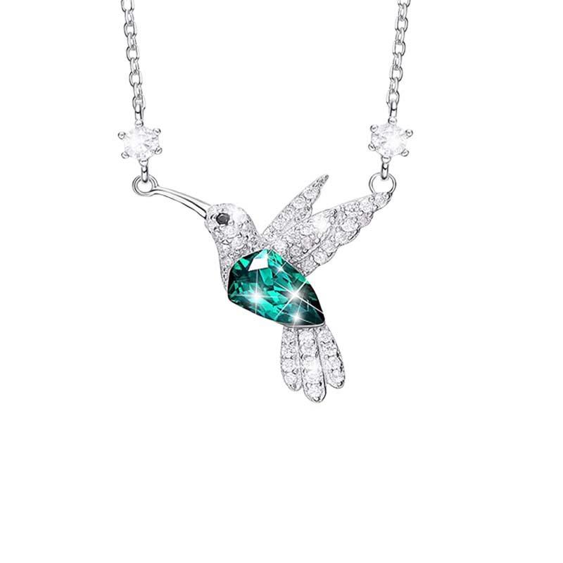Collana Pendente Colibrì di Cristallo alla Moda Collana Girocollo Animale Scintillante di Zircone Raffinato per Donne Gioielli di Tendenza per Feste Regali