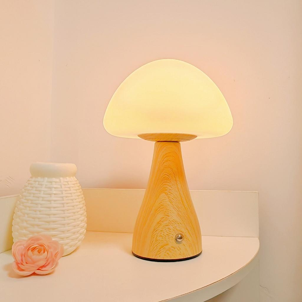 USB touch controlled cute mushroom night light, three color adjustable lighting, bedroom bedside sleep night light