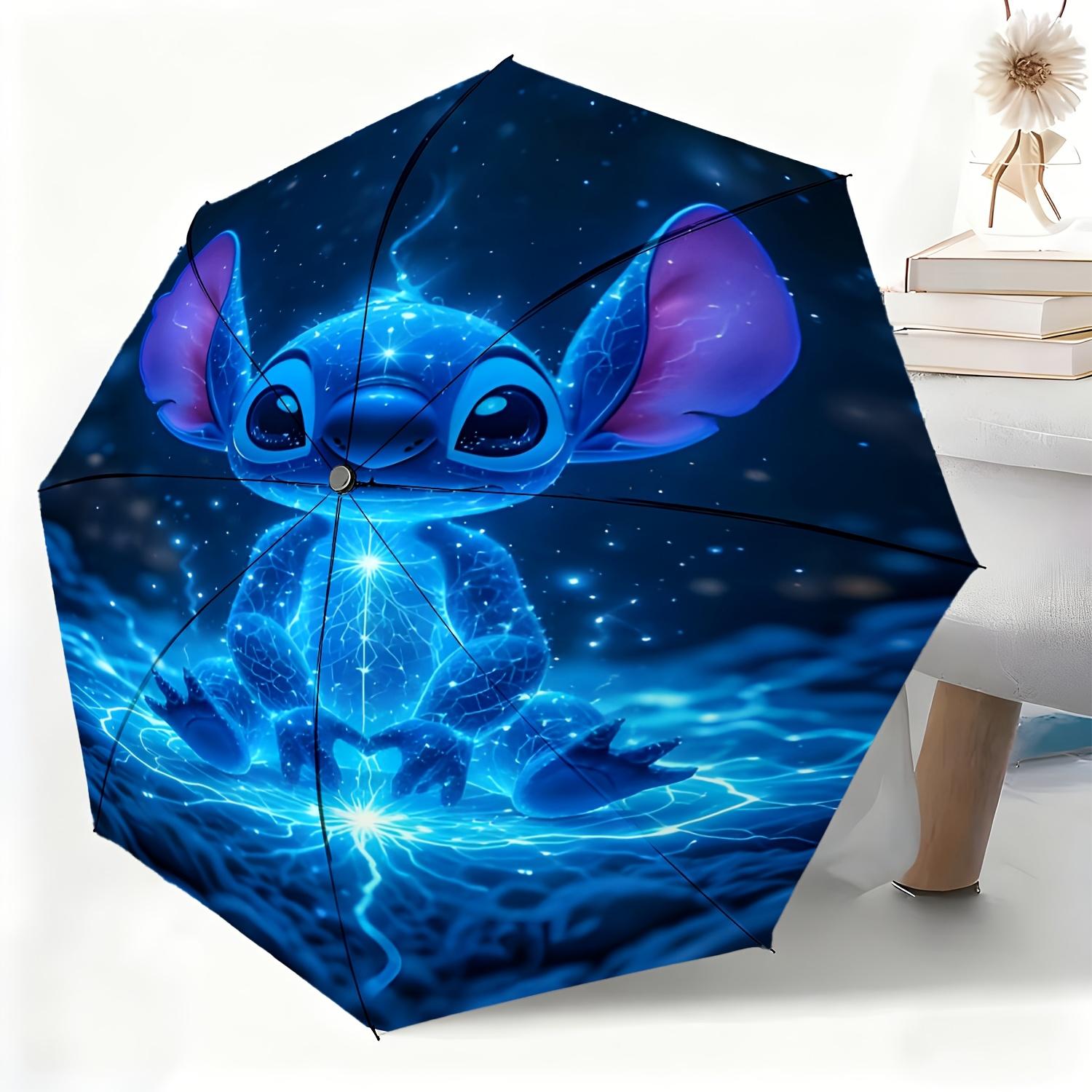 

1pc Disney Stitch Cartoon Character Automatic Umbrella, All-weather Dual-purpose Umbrella Suitable for All Occasions, Portable Iron&8K