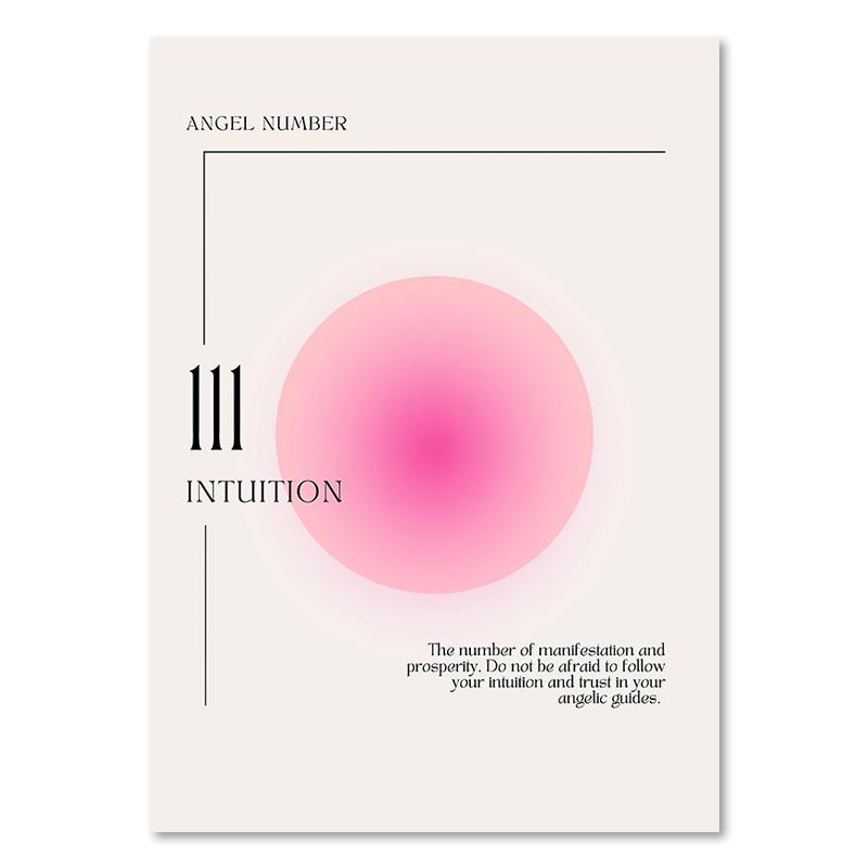 Angel Numbers Gradient Aura Posters and Prints Aesthetic Danish Pastel Canvas Painting Nordic Art Wall Picture Dorm Home Decor