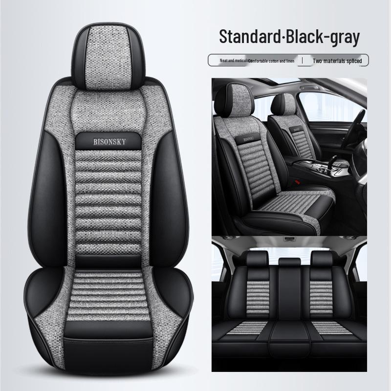 Hyundai Car Seat Cushion Cover for Reina, Elantra, Avante, Verna, Accent - Linen, Fits Five-Seat Models