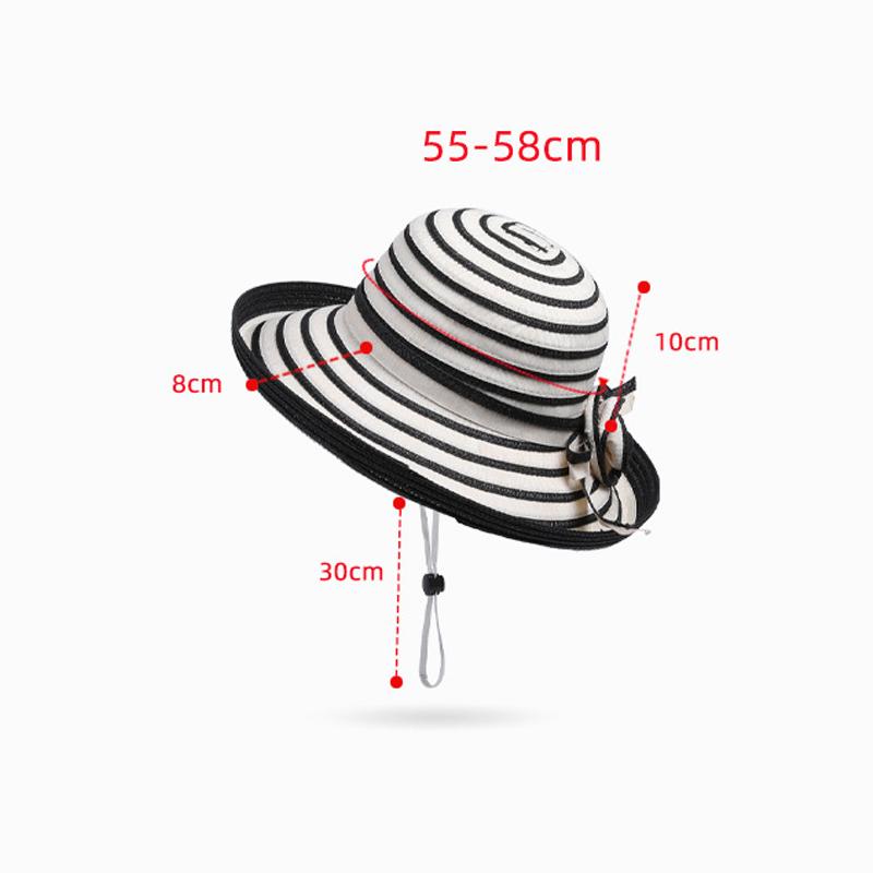 Summer Straw Hat Women's Striped Big Brim Fisherman Hat Outdoor Sun Protection Sun Hat