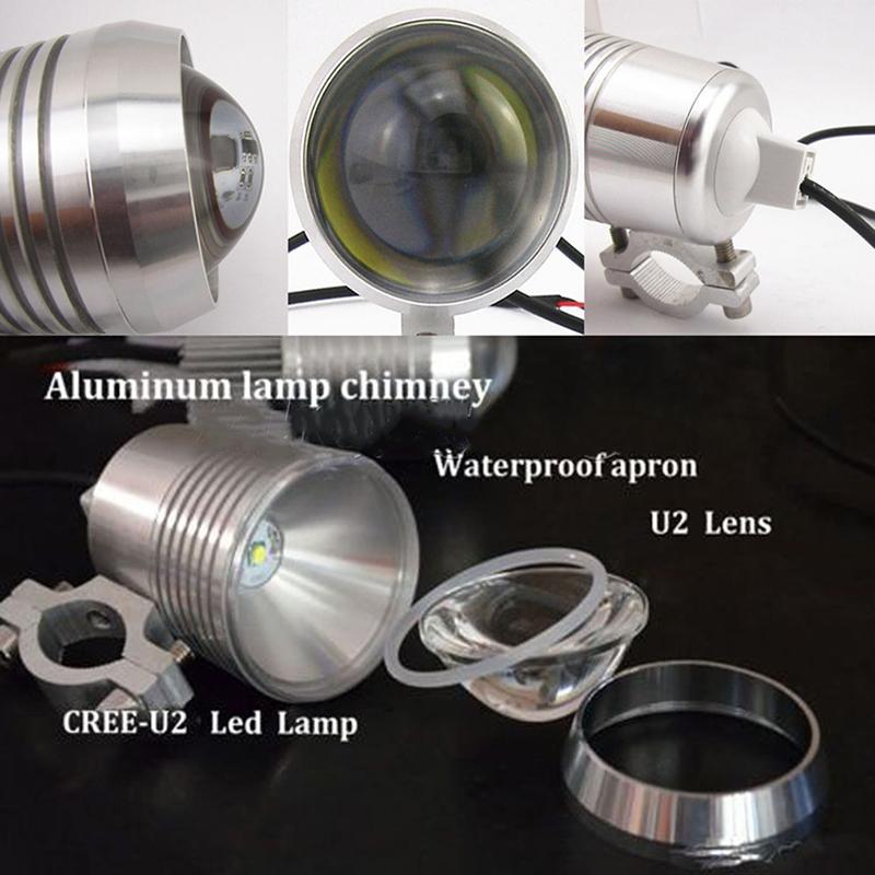 Pair 12V Motorcycle Spot Fog Light Waterproof 30W LED Headlight  U2 Laser Front Lamp White Day Light Motorcycle Accessories
