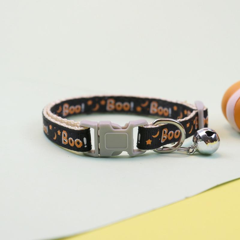 Halloween Pet Collar Adjustable For Dogs And Cats With Bell Pumpkin Skeleton Bat Design Neckband Christmas Costume Accessories