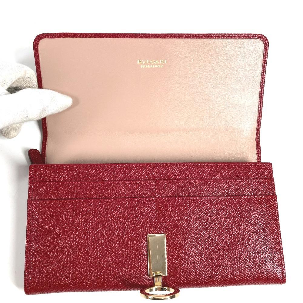 BVLGARI Bulgari Bulgari Logo Clip Bi-fold flap Long Wallet Leather Red