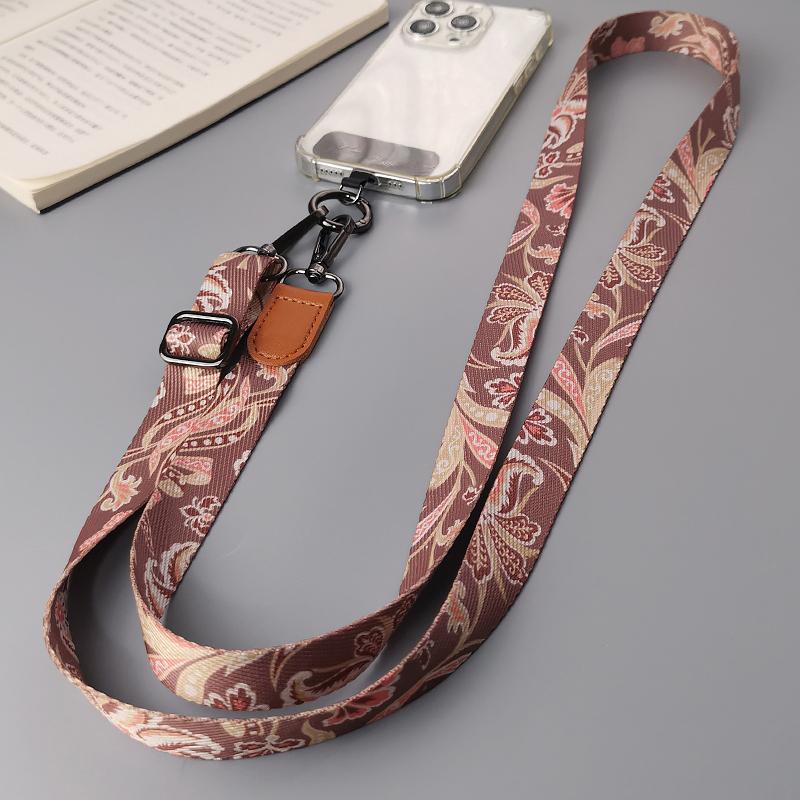 Retro Pattern Crossbody Cell Phone Lanyard Adjustable Hanging Neck Mobile Phone Strap Lanyard Pendant With Universal Card Gasket