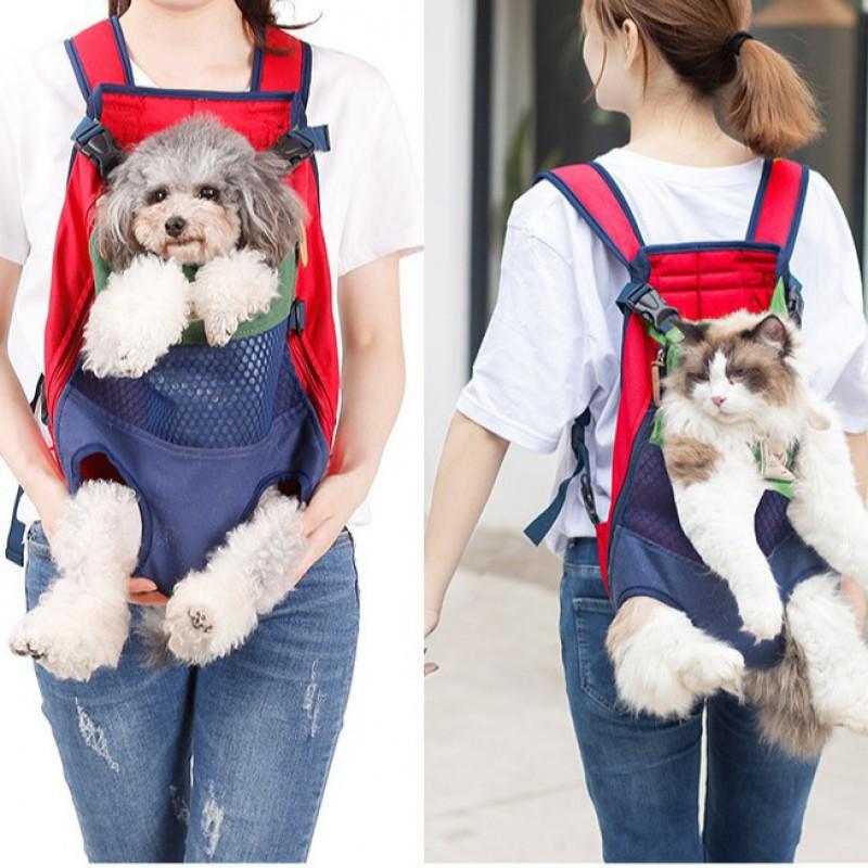Breathable Mesh Pet Carrier Backpack French Bulldog Teddy Dog Cat Lightweight Front Chest Bag Travel Outdoor Use