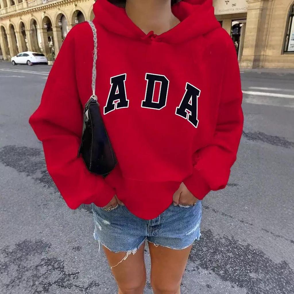 IN BLUE: England Trip Blogger Style Korean Cotton Loose Fit Lettered Pullover Hoodie Pair