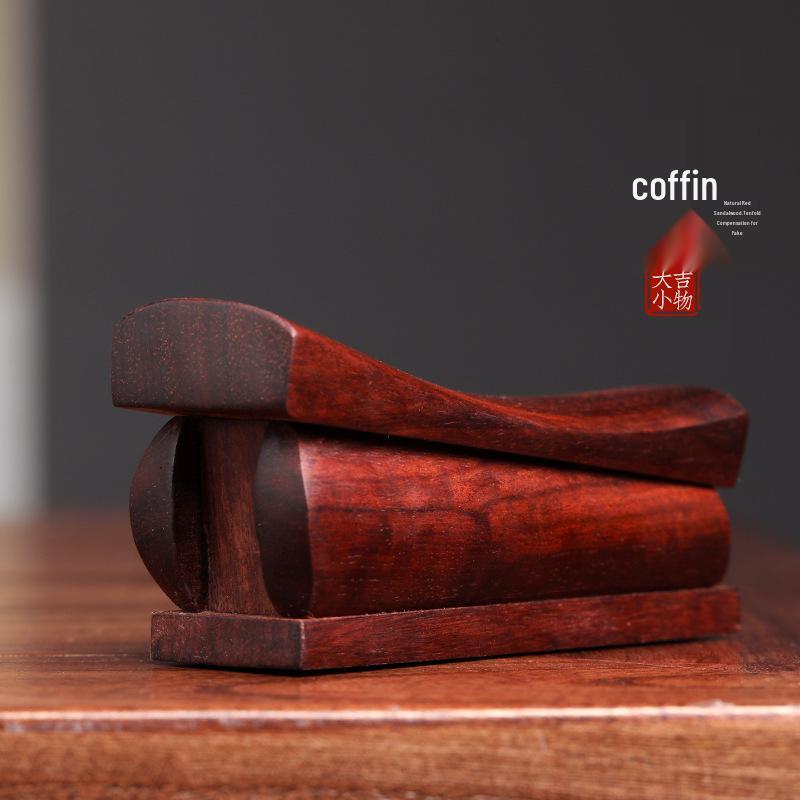 Purple Sandalwood Ebony Wood Carved Coffin Ornament for Home Decor