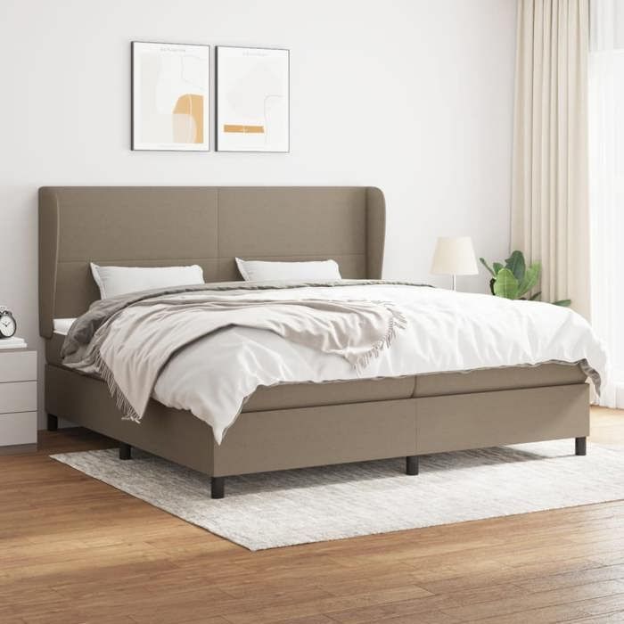 3127833 vidaXL Divan Bed with Mattress Taupe 200x200 Cm Fabric