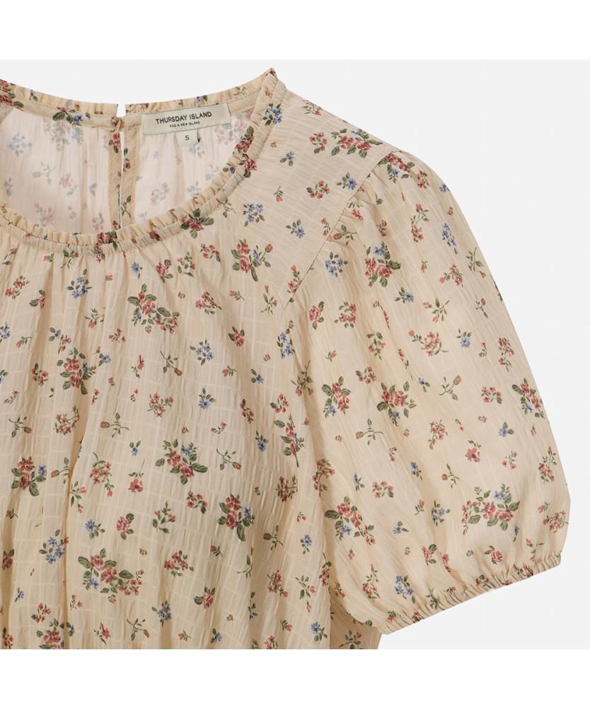 THURSDAY ISLAND Flower Pattern Banding Point Blouse_T264Mbl273W